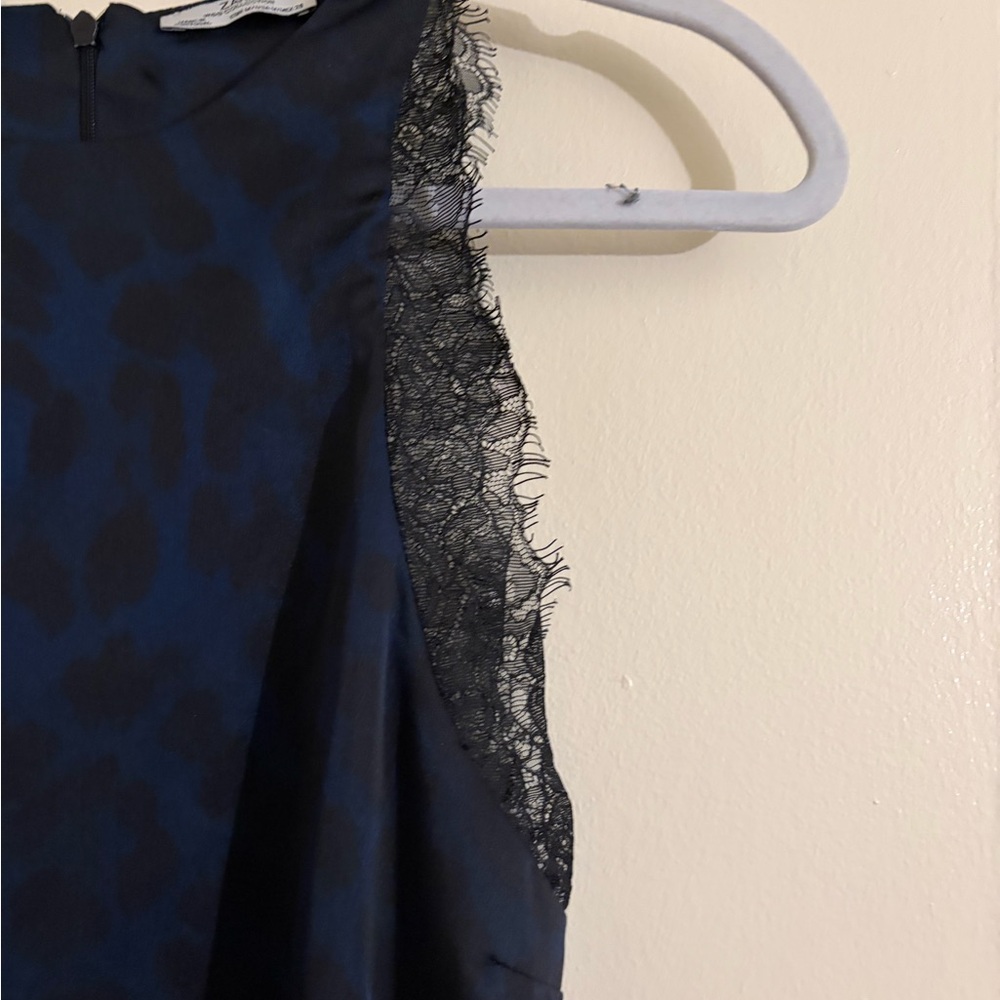 Zara Navy and Black Patterned Dress - Picture 3 of 4